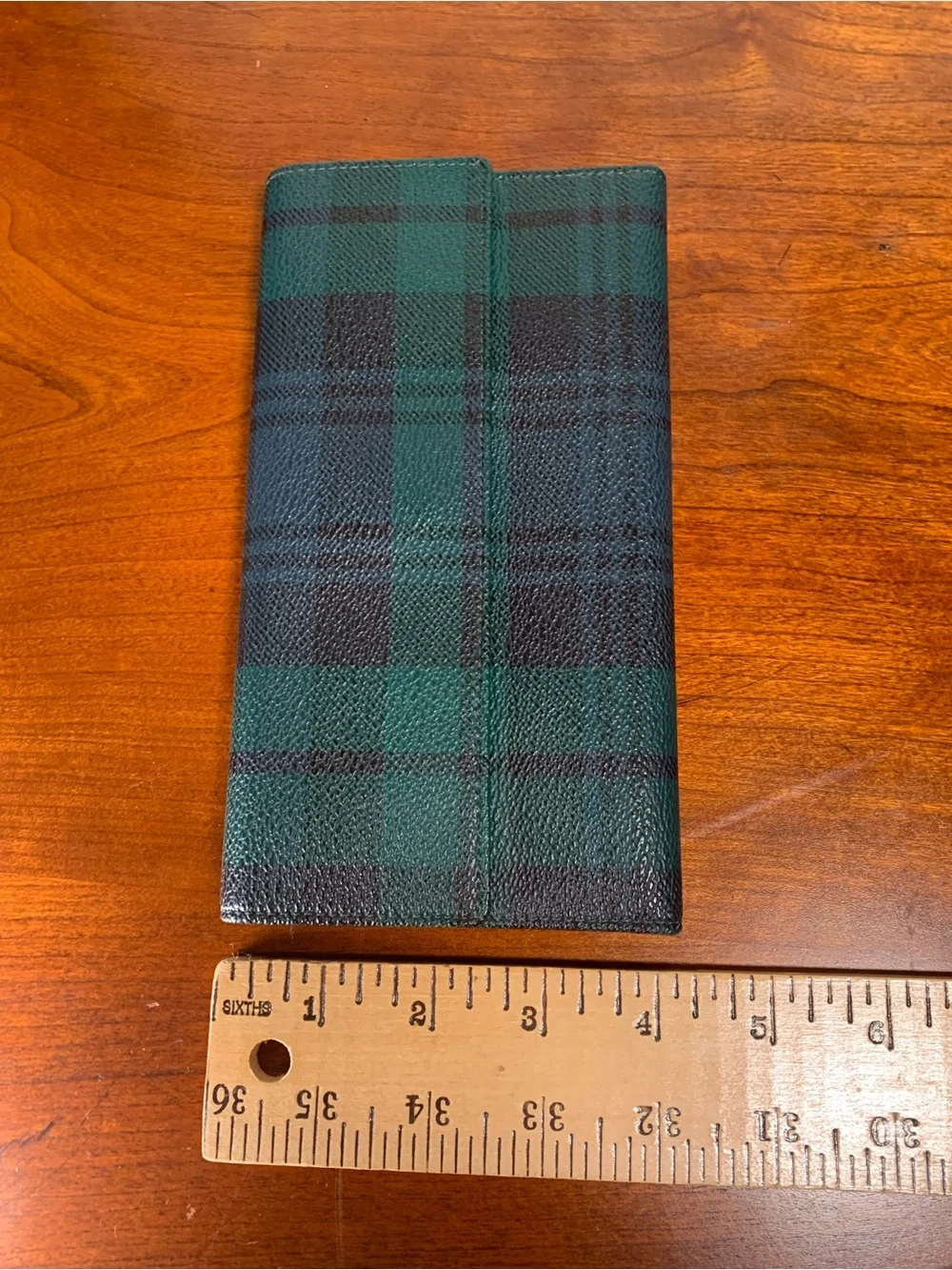 Polo by Ralph Lauren Brown Leather Card Holder with Green Trim